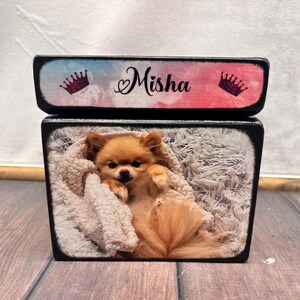 Wood Urn for Pet Ashes, Pet Urn for Dogs, Dog Wood Urn, Dog Urn with photo&#39;s Small
