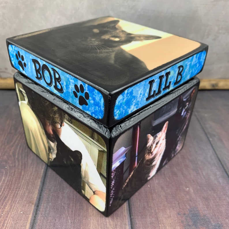 Pet Urn for Ashes Small Dog Urn with Picture Pet Memorial Wooden Pet Urn Cat Urn