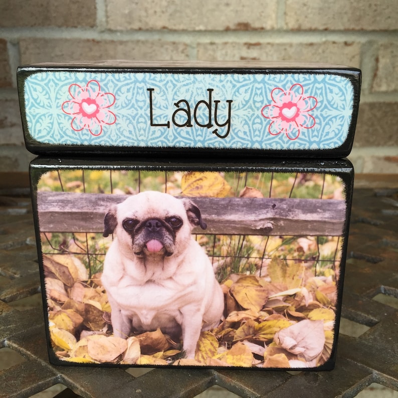 Pet Urn for Ashes Small Dog Urn with Picture Pet Memorial Wooden Pet Urn Cat Urn
