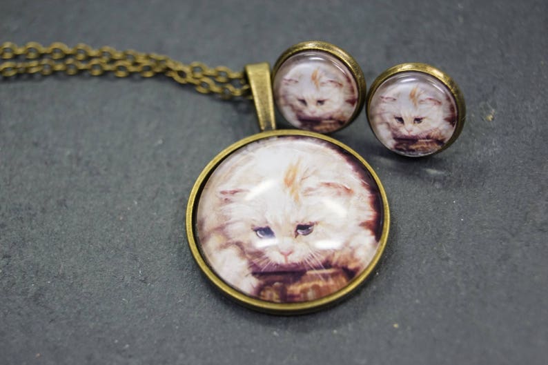 Set jewelry Cat Earring and Necklace