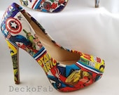 Captain America Inspired High Heel Pumps - Women's Heels - Custom Heels - Custom Shoes - Wedding - Birthday Gift - Stilettos - Low Heels