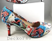 Spiderman Inspired Low Heel Pumps - Women's Heels - Custom Heels - Custom Shoes - Wedding - Birthday Gift - Stilettos -High Heel Pumps