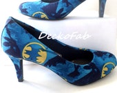 Batman Inspired Low Heel Pumps - Women's Heels - Custom Heels - Custom Shoes - Wedding - Birthday Gift - Shoe - Stilettos -High Heel Pumps