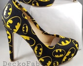 Batman Inspired High Heel Pumps - Women's Heels - Custom Heels - Custom Shoes - Wedding - Birthday Gift - Shoe - Stilettos - Low Heel Pumps