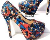Superman Inspired High Heel Pumps - Women's Heels - Custom Heels - Custom Shoes - Wedding - Birthday Gift - Shoe - Stilettos -Low Heel Pumps