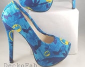 Batman Inspired High Heel Pumps - Women's Heels - Custom Heels - Custom Shoes - Wedding - Birthday Gift - Shoe - Stilettos -Low Heel Pumps