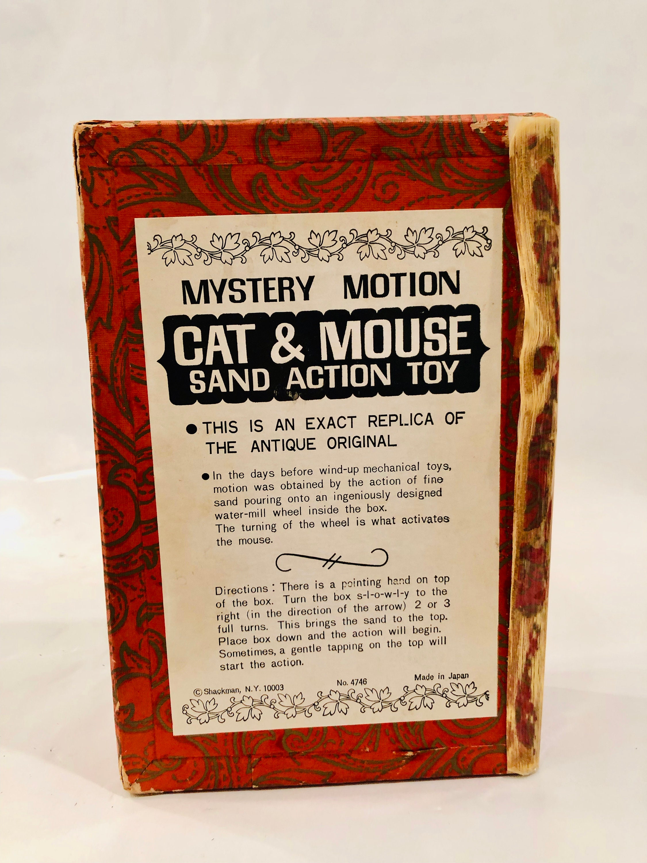 Vintage Toy Mystery Motion Cat and Mouse Sand Action Toy Box Mouse