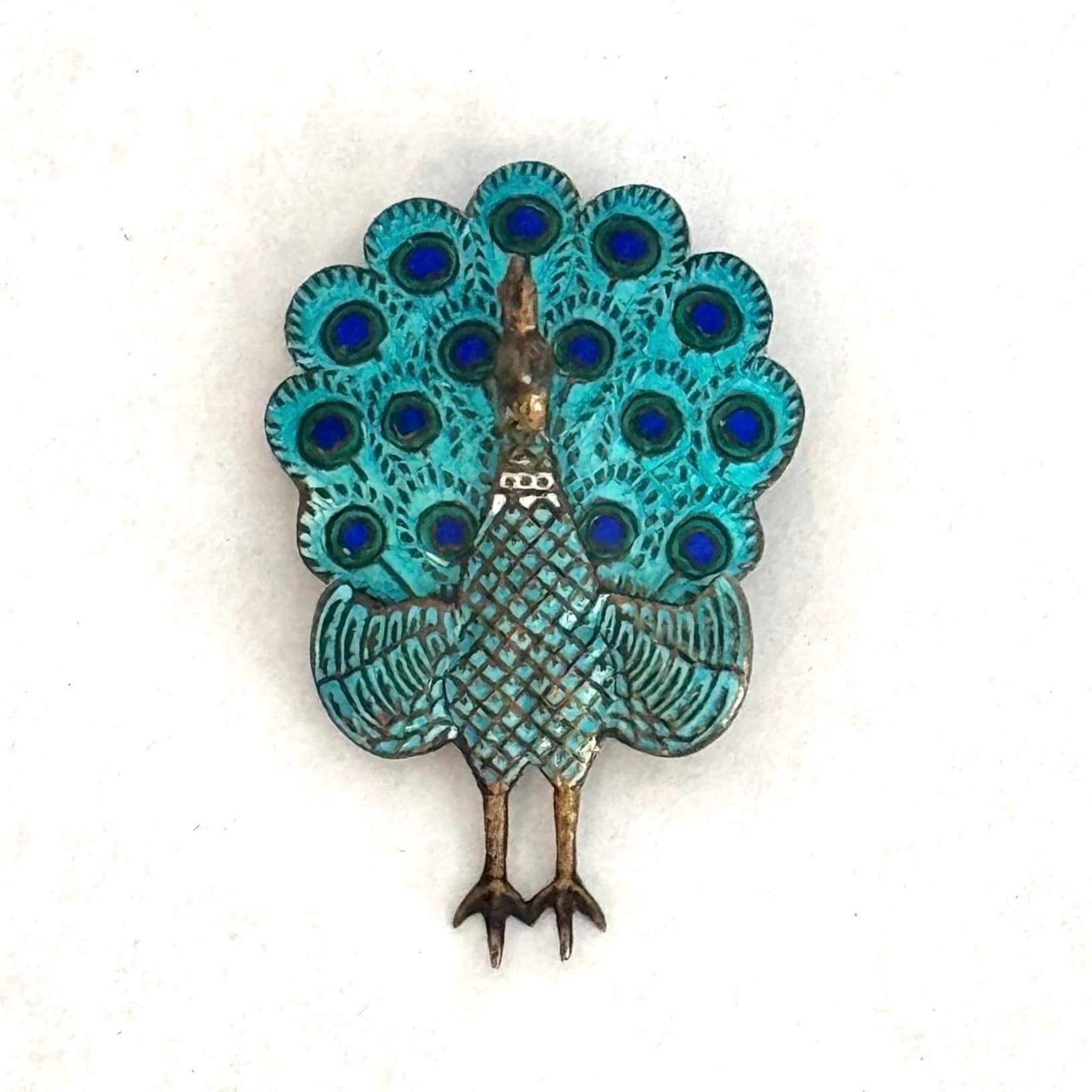 SIAM STERLING 孔雀 ブローチ ピーコック飾り　七宝　ヴィンテージ Vintage Siam Sterling Silver Peacock Brooch | Blue Enamel Bird Pin