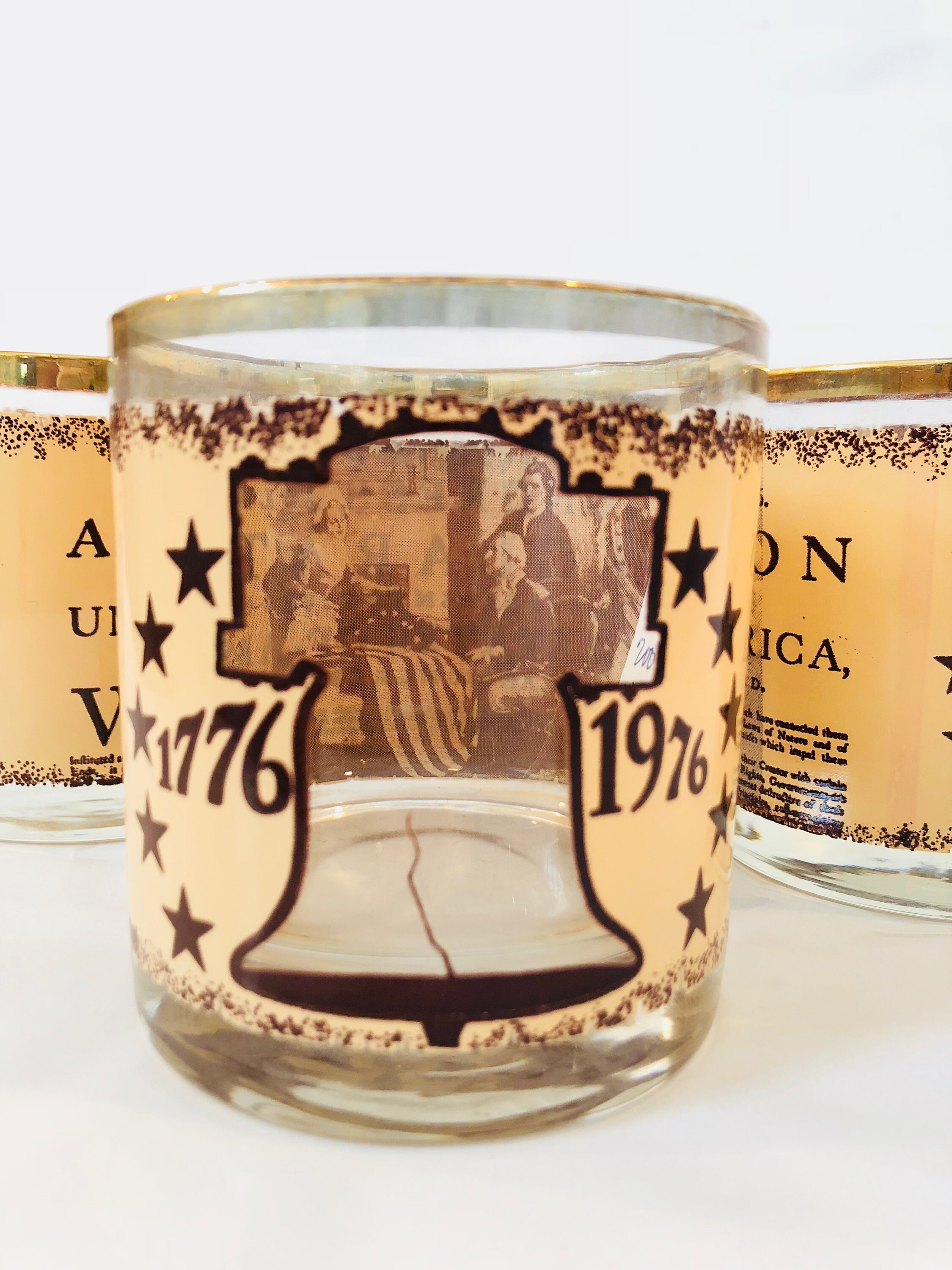 Drink & Barware Vintage Set of 4 Bicentennial Americana Low Ball