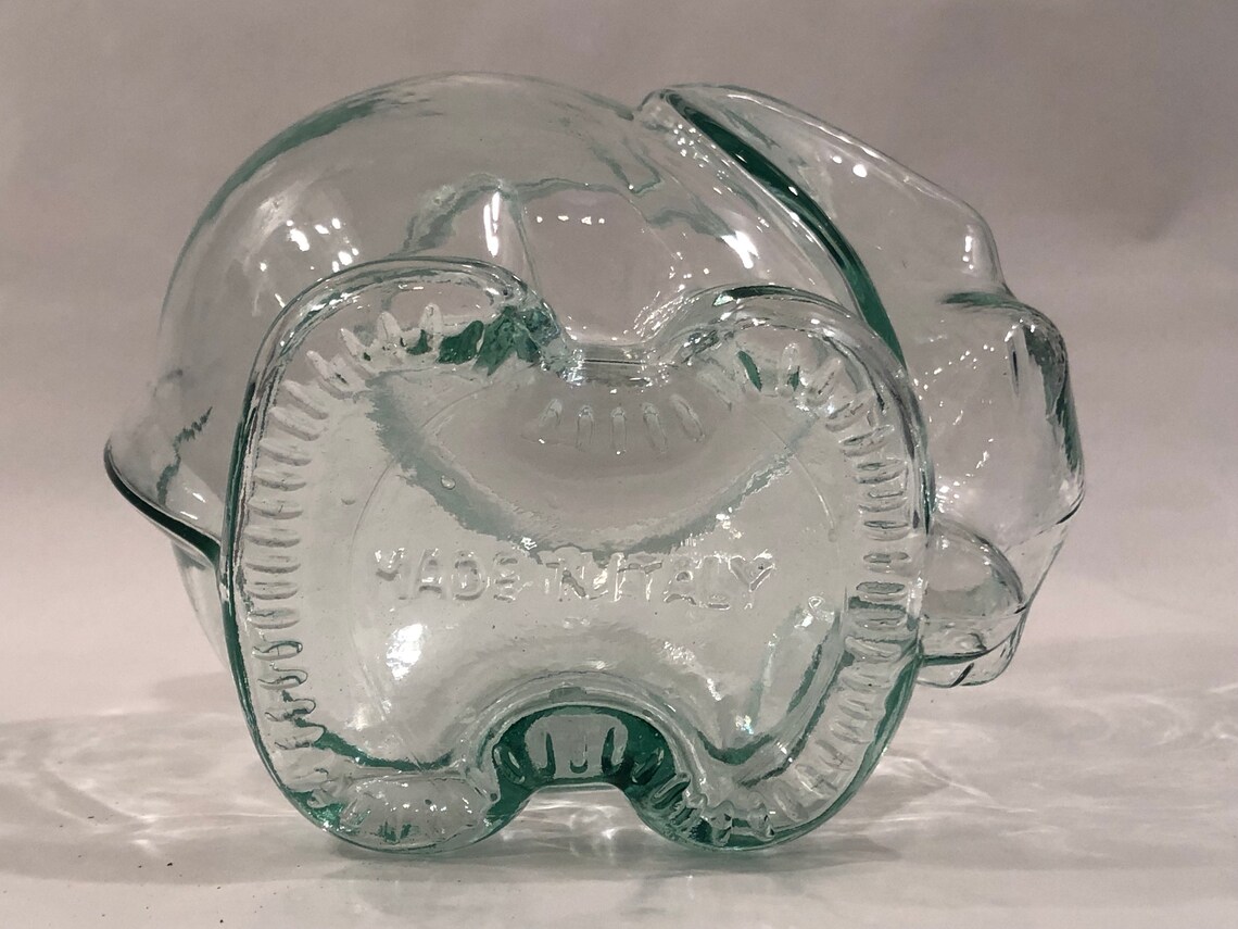 Vintage Italian Glass Elephant Shape Glass Jar Container Made Etsy