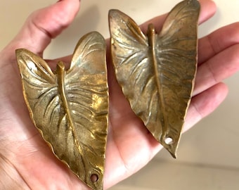 Vintage Virginia Metalcrafters Brass Calla Lily Leaf Trays (Pair)