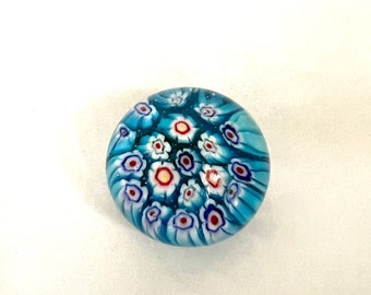 Vintage Millefiori Glass Paperweight | Italian Floral Desk Decor