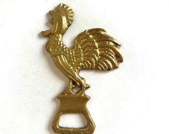 Apribottiglie vintage in ottone massiccio a forma di gallo che canta / utensile da bar a forma di gallo / decorazione da cucina in stile rustico