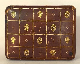 Vintage Italian Leather Box | Gold Tooled Desk Case