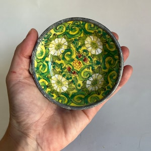 Vintage Neiman Marcus Porcelain Ring Dish: Floral Butterfly Trinket Dish
