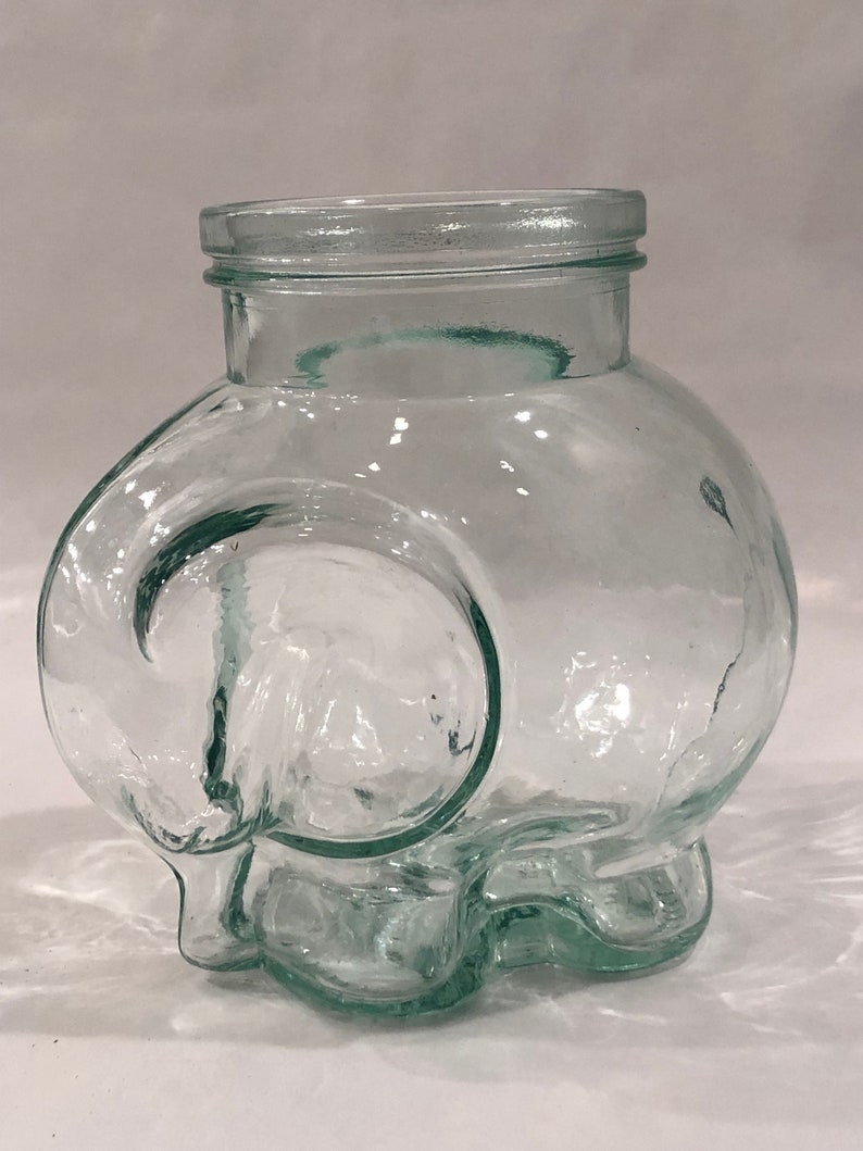 Vintage Italian Glass Elephant Shape Glass Jar Container Made Etsy