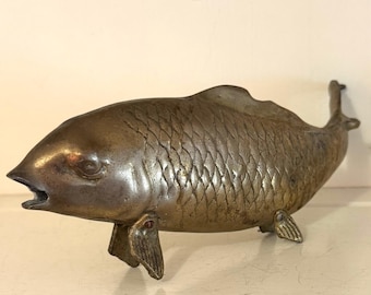 Vintage Solid Brass Koi or Carp Fish Figurine | Mid Century Nautical Coastal Decor