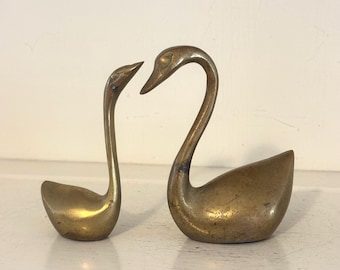 Vintage Korean Brass Swan Pair | Mid-Century Modern Decor (Set of 2)