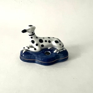 Vintage Staffordshire England Dalmatian Dog Ceramic Porcelain Feather Pen Holder or Ink Well