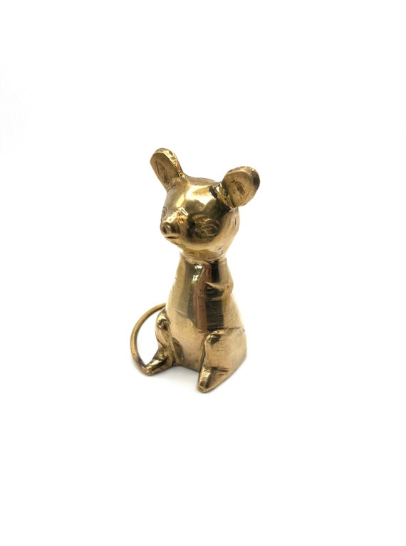 Vintage Solid Brass Mouse Figurine Etsy