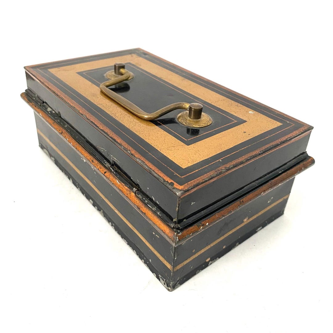 Antique Metal Cash Box | Rustic Industrial Storage, No Key - Etsy