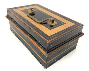 Vintage Small Money Box or Coin Bank in the Shape of a Strong Box, Cash ...