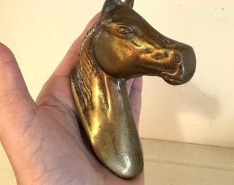 Vintage Solid Brass Horse Head Bottle Opener | Mid Century Equestrian Barware