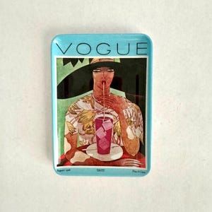 Vintage Vogue Fashion Magazine Summer Magazine Cover Miniature Melanine Trinket Tray Made in Italy