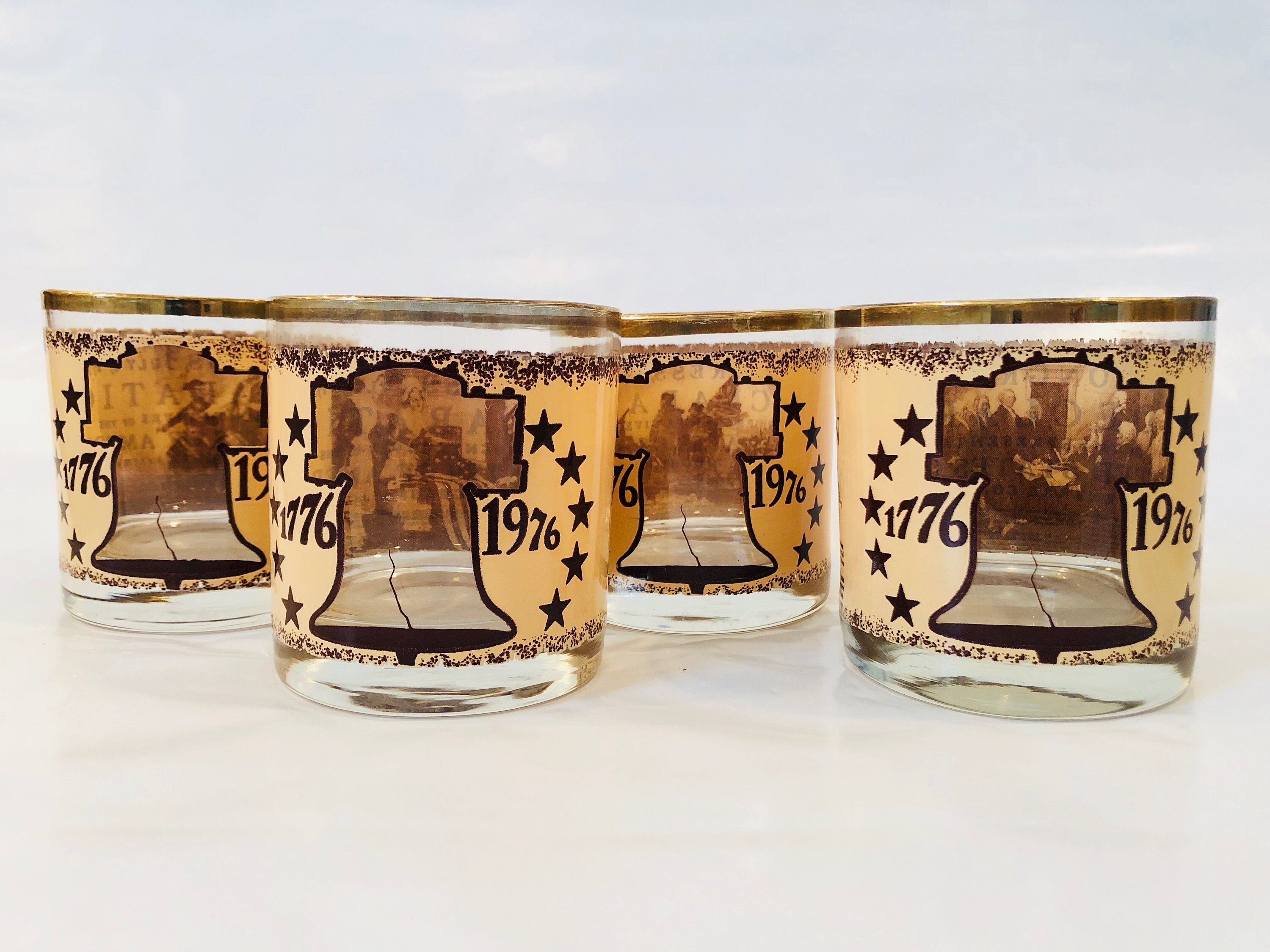 Drink & Barware Vintage Set of 4 Bicentennial Americana Low Ball