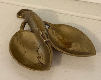Vintage Brass Lobster Catchall Dish | PENCO Rooster Mark Coastal Tray