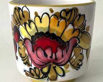 Maceta de cerámica italiana vintage pintada a mano / Maceta floral para suculentas