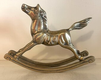 Vintage Solid Brass Rocking Horse Figurine