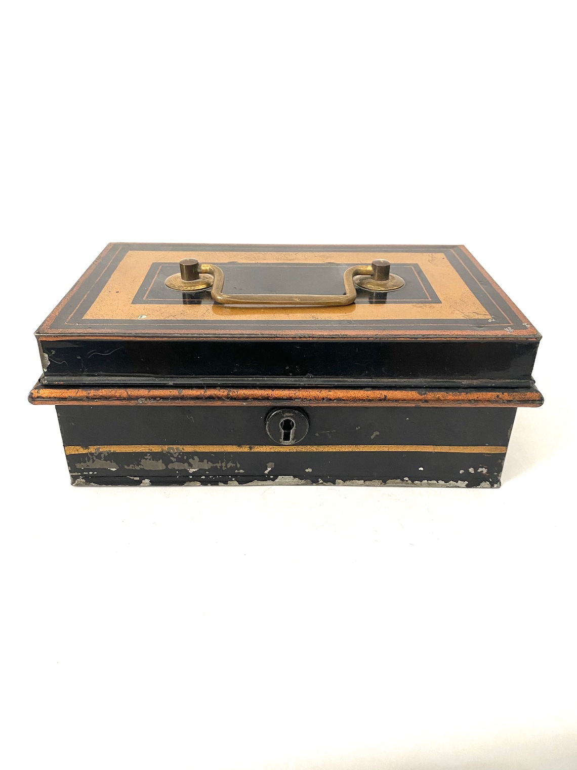 Vintage Antique Metal Locking Cash Box Hidden Compartment No Etsy