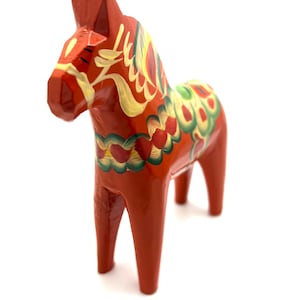 Vintage Original MCM Swedish Traditional Red Wooden Hand Painted Dala Horse AKTA DALAHEMSLÖJD Tillv. Nils Olsson Nusnäs Mora Sweden