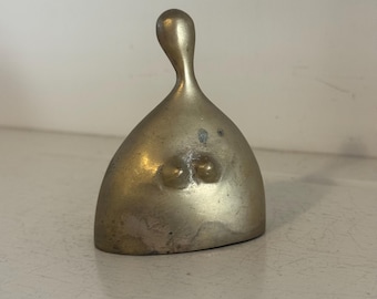 Vintage Solid Brass Female Form Bell | Abstract Mid Century Modern Sculpture