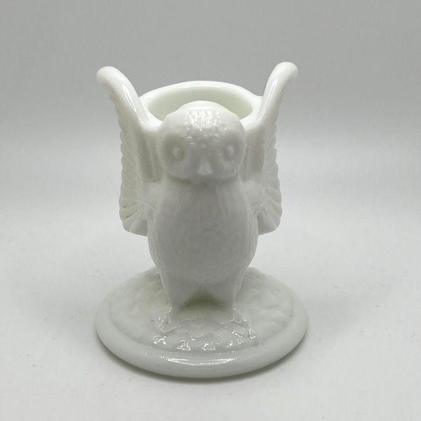 Milk Glass Owl Toothpick Holder Etsy
