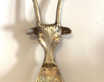 Vintage Brass Longhorn Boot Jack | Western Cowboy Steer Head Decor