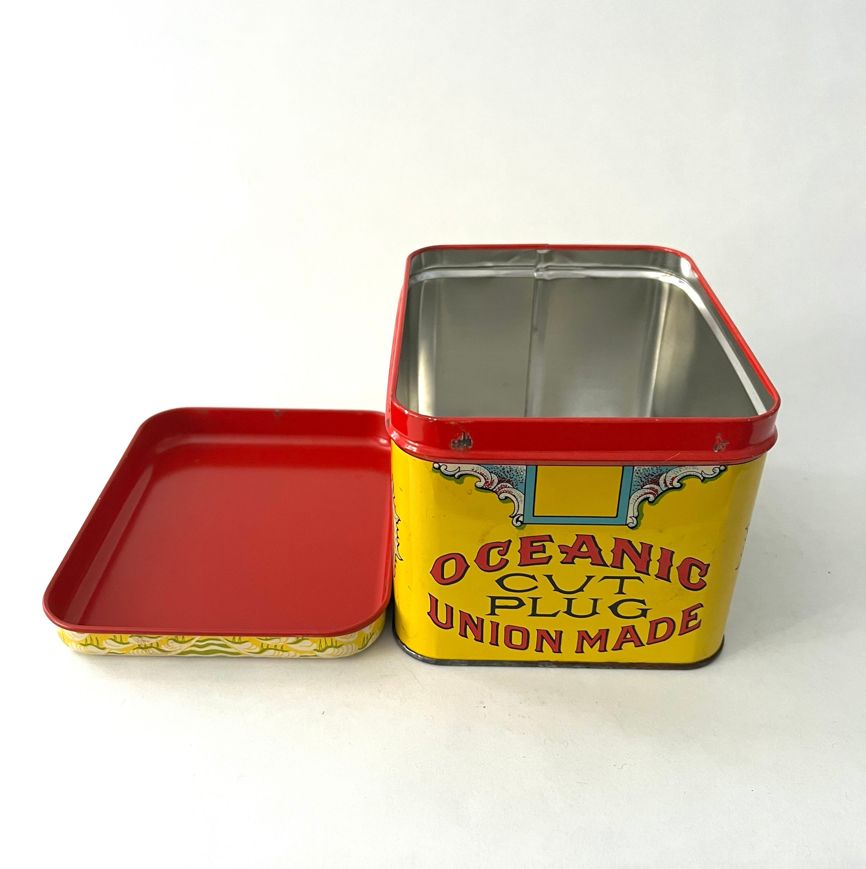 Vintage Oceanic Cut Plug Tobacco Tin | Nautical Folk Advertising Canister