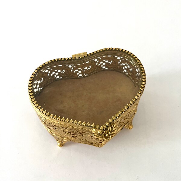 Gold Glass Jewelry Box Etsy