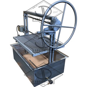 36x24&quot; Stainless Santa Maria Argentine Countertop Drop In Firebox | Height Adjustable Rotisserie | Stainless Round Rod Grate