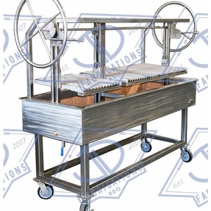 63.5-Zoll-Grill im argentinischen Stil mit zwei Kurbeln | Höhenverstellbarer Rotisserie Argentine V Rost