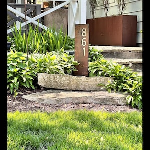 Corten and Stainless Steel Custom Address Sign | Yard Address Sign