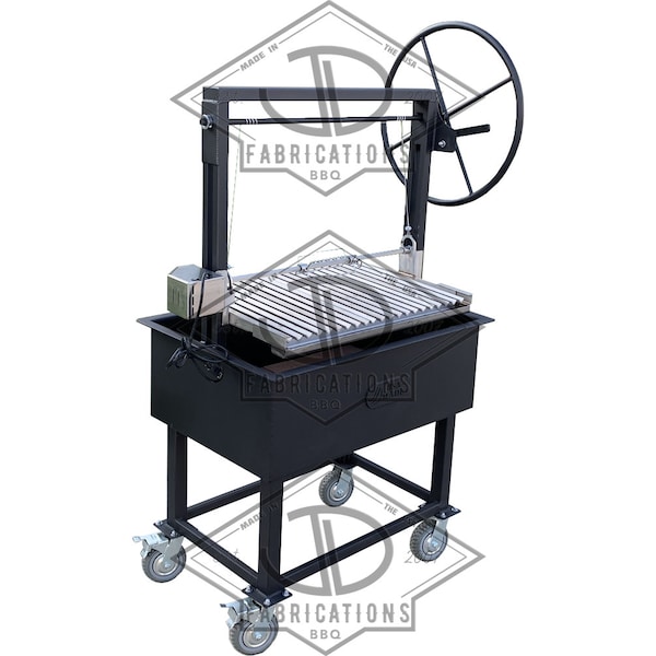 36" Argentine Style Gaucho BBQ Grill | Height Adjustable Rotisserie | Stainless Argentine V Grates