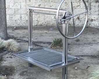 36x24&quot; Single Crank Countertop Drop In Frame Stainless Steel Santa Maria Grill | Stainless Round Rods