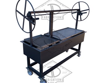 60x24" Argentine / Santa Maria Style Commercial Height Adjustable BBQ Dual Crank Grill Pit