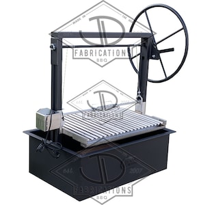 36x24&quot; Steel Santa Maria Drop In Firebox | Height Adjustable Rotisserie | Stainless Argentine V Grate