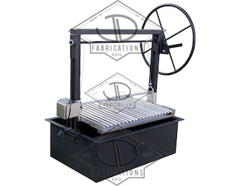 36x24" Steel Santa Maria Drop In Firebox | Height Adjustable Rotisserie | Stainless Argentine V Grate