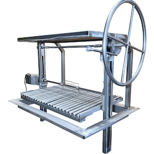 36x24 Stainless Architectural Argentine Santa Maria BBQ Grill with V Grates and Rotisserie