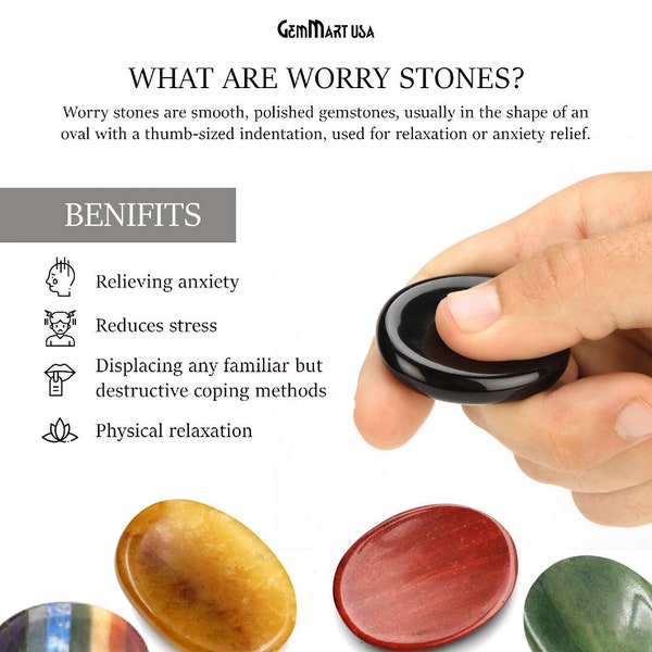 Thumb Meditation Gemstones, 39x29mm Oval Gemstones For Thumb, Hand Curved Thumb Massager Stones, Natural Worry Gemstones, GemMartUSA, 14171