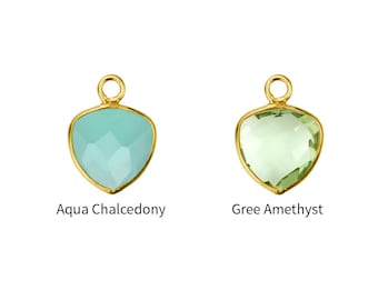 Ciondolo a forma di cuore con castone dorato, 8 mm, placcato oro 24 carati, ciondolo a anello singolo, ciondolo per collana, ciondolo a gancio singolo, creazione di gioielli di GemMartUSA, 10378